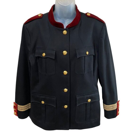 New Ralph Lauren Medium Black Red Velvet Military Equestrian Hussar Jacket S 16 - Picture 2 of 15